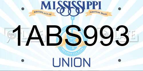 1ABS993 Mississippi License Plate