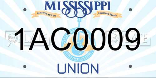 1AC0009 Mississippi License Plate