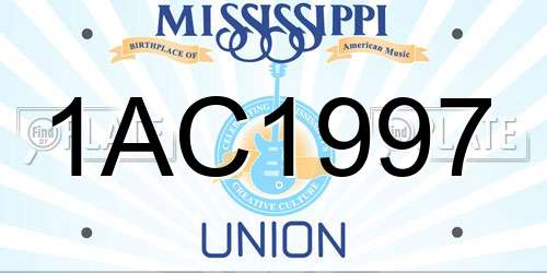 1AC1997 Mississippi License Plate