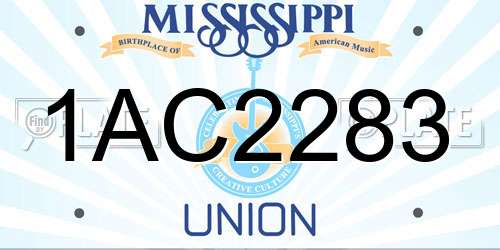 1AC2283 Mississippi License Plate