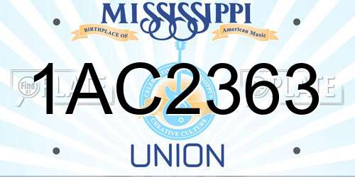 1AC2363 Mississippi License Plate