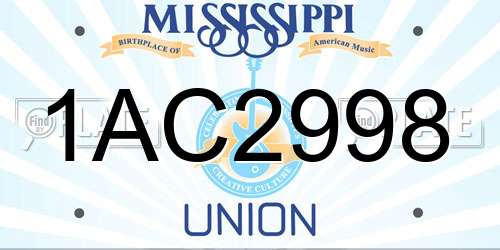 1AC2998 Mississippi License Plate