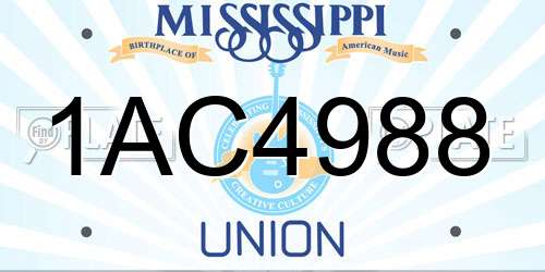 1AC4988 Mississippi License Plate