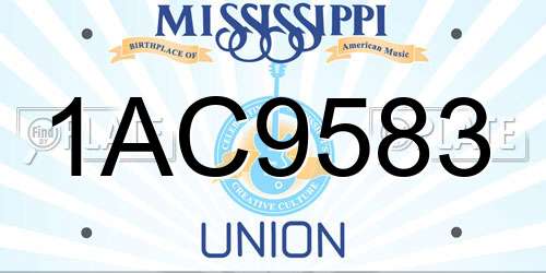 1AC9583 Mississippi License Plate