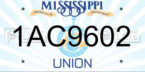 1AC9602 Mississippi License Plate