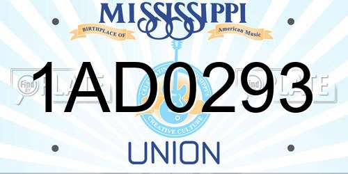 1AD0293 Mississippi License Plate
