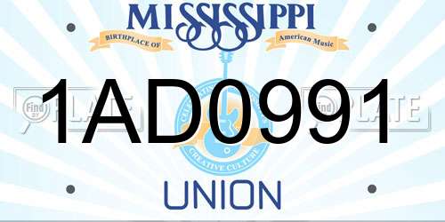 1AD0991 Mississippi License Plate