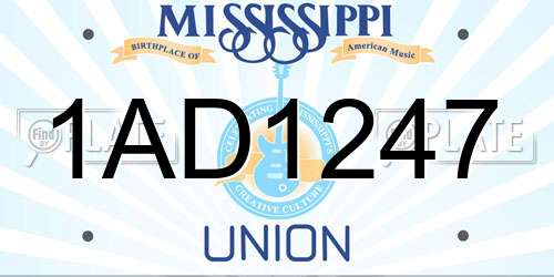 1AD1247 Mississippi License Plate
