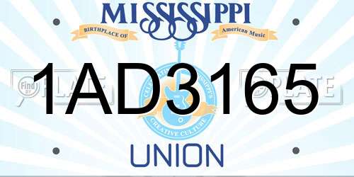 1AD3165 Mississippi License Plate
