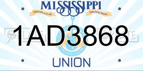 1AD3868 Mississippi License Plate