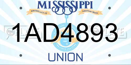 1AD4893 Mississippi License Plate