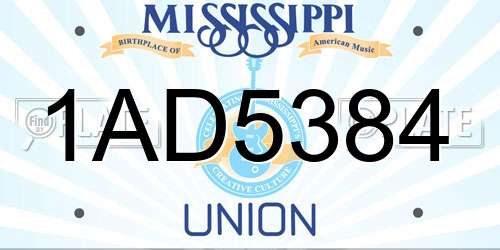 1AD5384 Mississippi License Plate