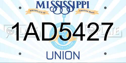 1AD5427 Mississippi License Plate