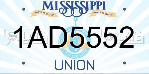 1AD5552 Mississippi License Plate