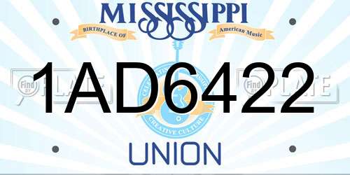 1AD6422 Mississippi License Plate