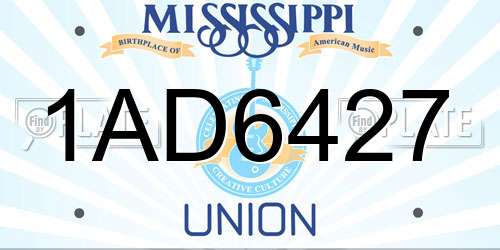 1AD6427 Mississippi License Plate