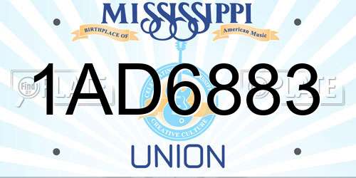 1AD6883 Mississippi License Plate