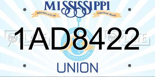1AD8422 Mississippi License Plate