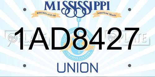 1AD8427 Mississippi License Plate