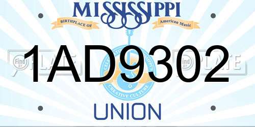 1AD9302 Mississippi License Plate