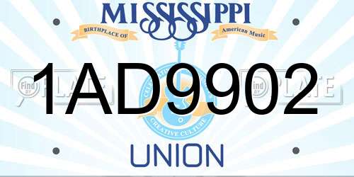 1AD9902 Mississippi License Plate
