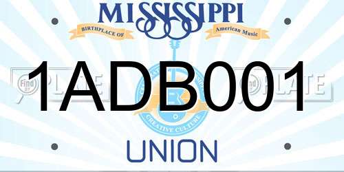 1ADB001 Mississippi License Plate