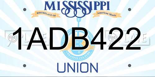 1ADB422 Mississippi License Plate