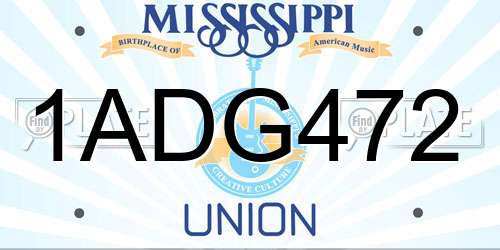 1ADG472 Mississippi License Plate