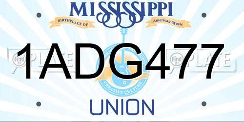 1ADG477 Mississippi License Plate