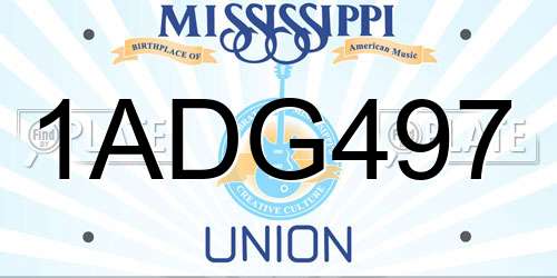 1ADG497 Mississippi License Plate