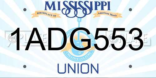 1ADG553 Mississippi License Plate