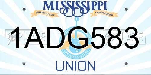 1ADG583 Mississippi License Plate