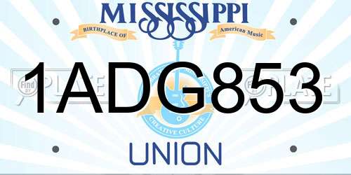 1ADG853 Mississippi License Plate