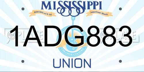1ADG883 Mississippi License Plate