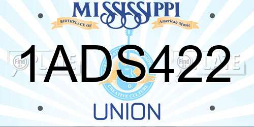 1ADS422 Mississippi License Plate