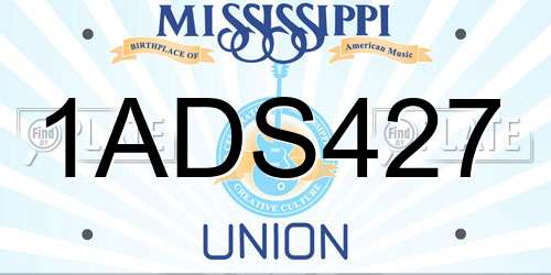 1ADS427 Mississippi License Plate