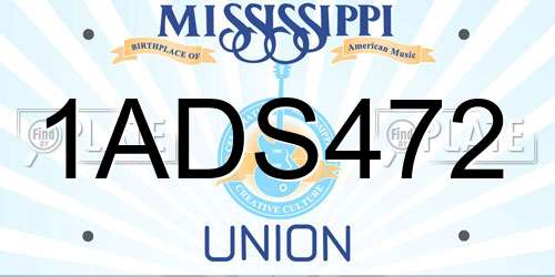 1ADS472 Mississippi License Plate