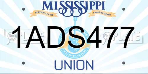 1ADS477 Mississippi License Plate