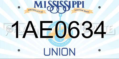 1AE0634 Mississippi License Plate