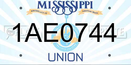 1AE0744 Mississippi License Plate