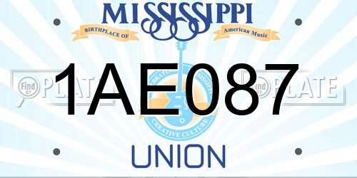 1AE087 Mississippi License Plate
