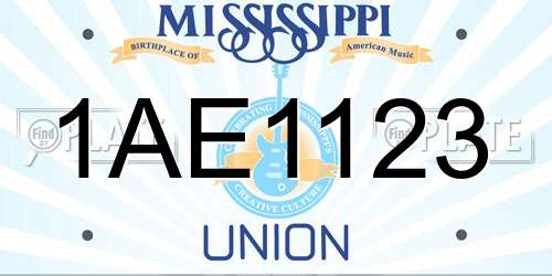 1AE1123 Mississippi License Plate