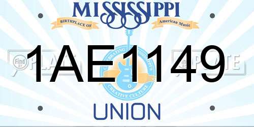 1AE1149 Mississippi License Plate