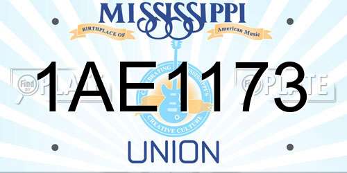 1AE1173 Mississippi License Plate
