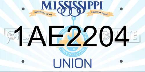 1AE2204 Mississippi License Plate