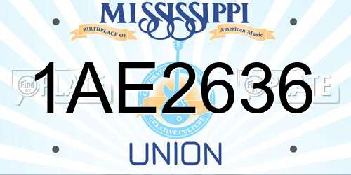 1AE2636 Mississippi License Plate