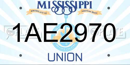 1AE2970 Mississippi License Plate