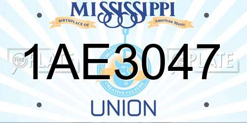 1AE3047 Mississippi License Plate