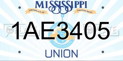 1AE3405 Mississippi License Plate