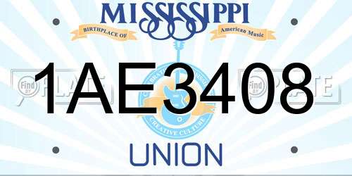 1AE3408 Mississippi License Plate